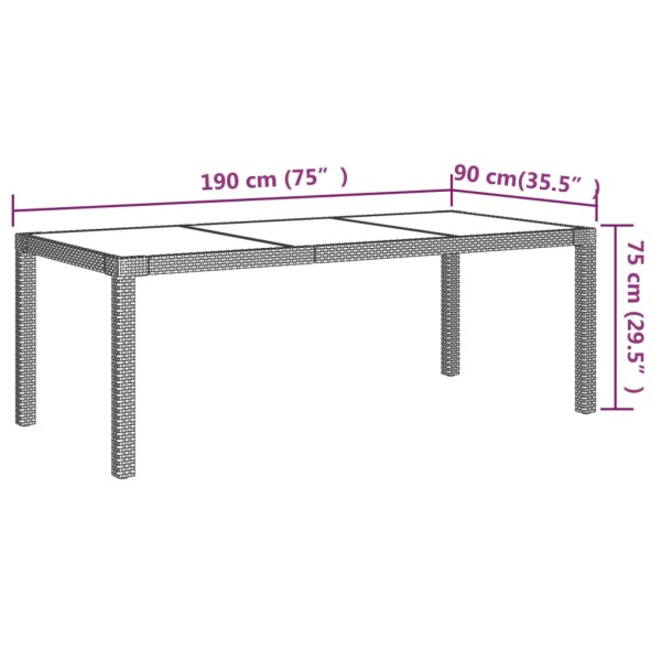 Set de comedor de jardín 9 pzas y cojines ratán sintético beige