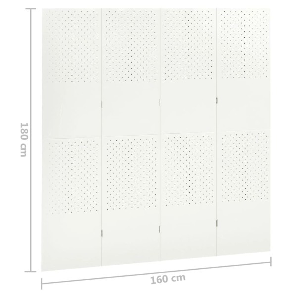 Biombos divisores de 4 paneles 2 uds blanco acero 160x180 cm