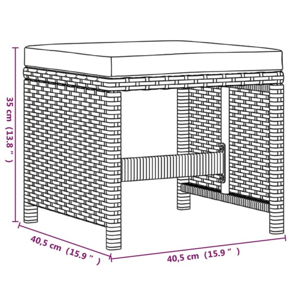 Set de comedor jardín 9 pzas y cojines ratán sintético marrón