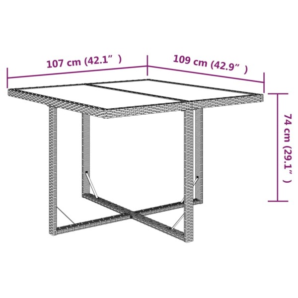 Set comedor de jardín 5 piezas con cojines ratán sintético gris