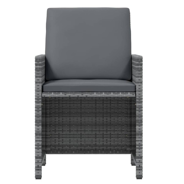 Set comedor jardín 15 pzas y cojines ratán sintético gris