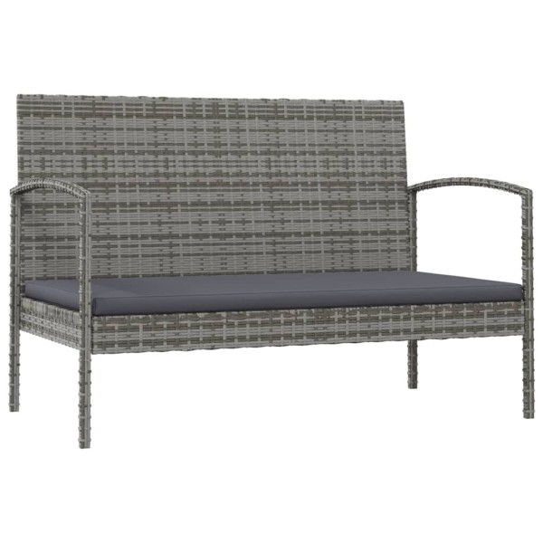 Set de muebles de jardín 16 pzas y cojines ratán sintético gris