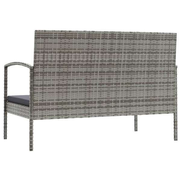 Set de muebles de jardín 16 pzas y cojines ratán sintético gris