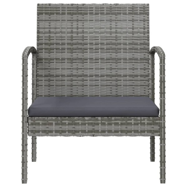 Set de muebles de jardín 16 pzas y cojines ratán sintético gris