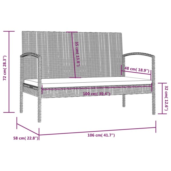 Set de muebles de jardín 16 pzas y cojines ratán sintético gris