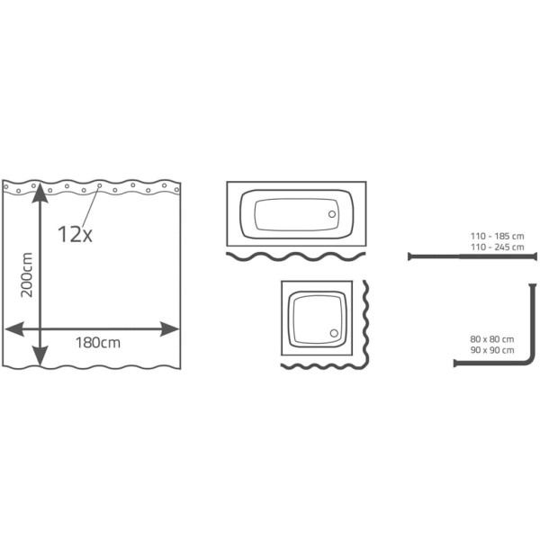 RIDDER Cortina de ducha Bambus 180x200 cm