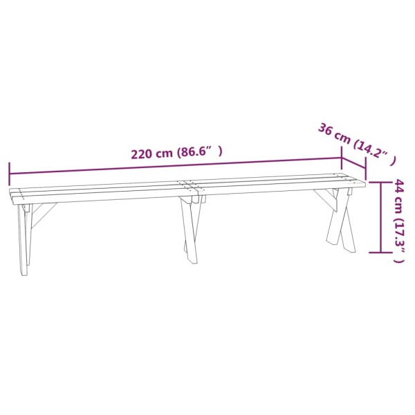 Juego de comedor de jardín 3 piezas madera de pino impregnada