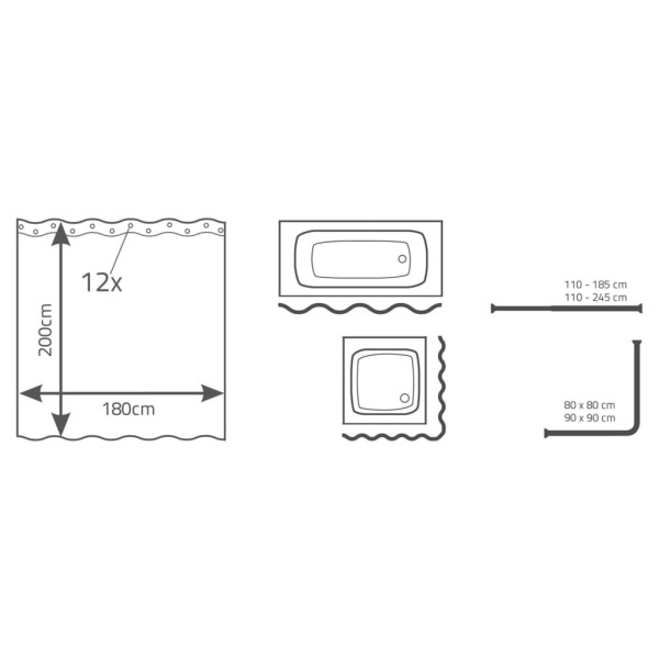 RIDDER Cortina de ducha Oriental 180x200 cm