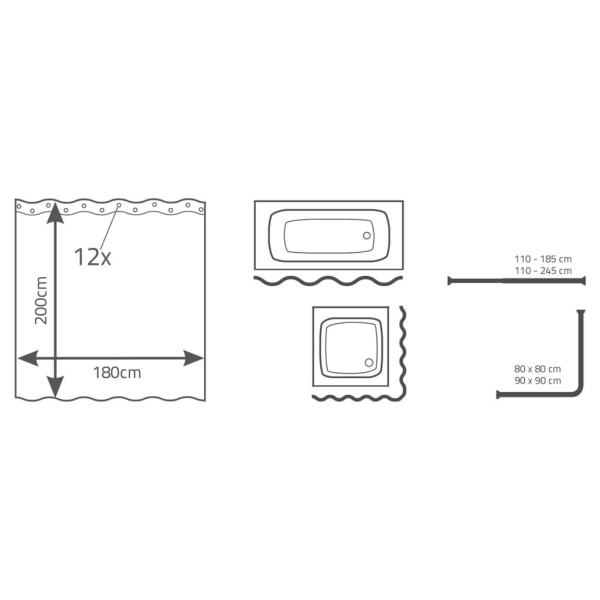 RIDDER Cortina de ducha Sailboat 180x200 cm