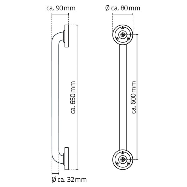 RIDDER B arra de agarrede baño aluminio negro 60 cm