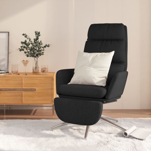 Sillón de relax con reposapiés de tela negro