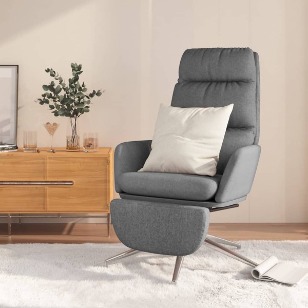 Sillón de relax con reposapiés tela gris claro