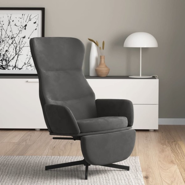 Sillón de relax con reposapiés terciopelo gris oscuro