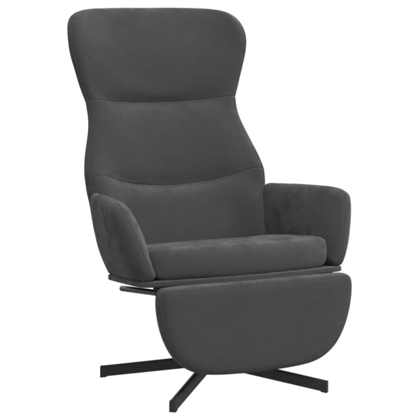 Sillón de relax con reposapiés terciopelo gris oscuro