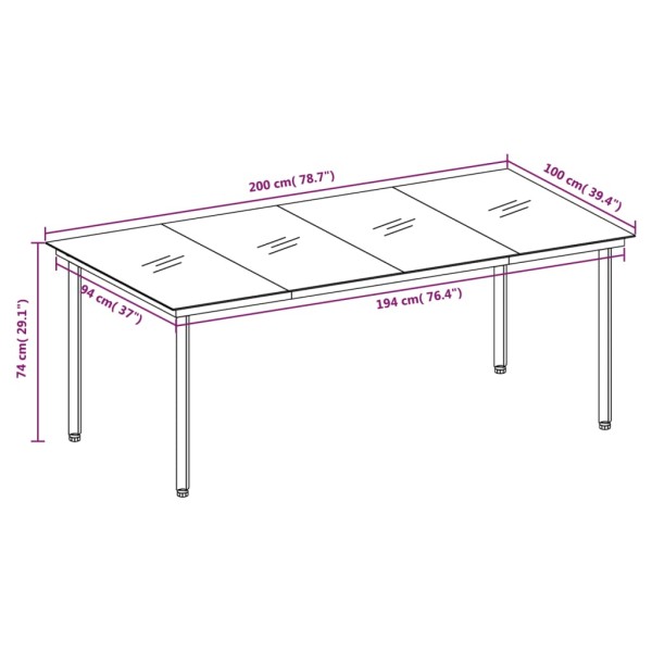 Juego de comedor de jardín 7 piezas con cojines negro