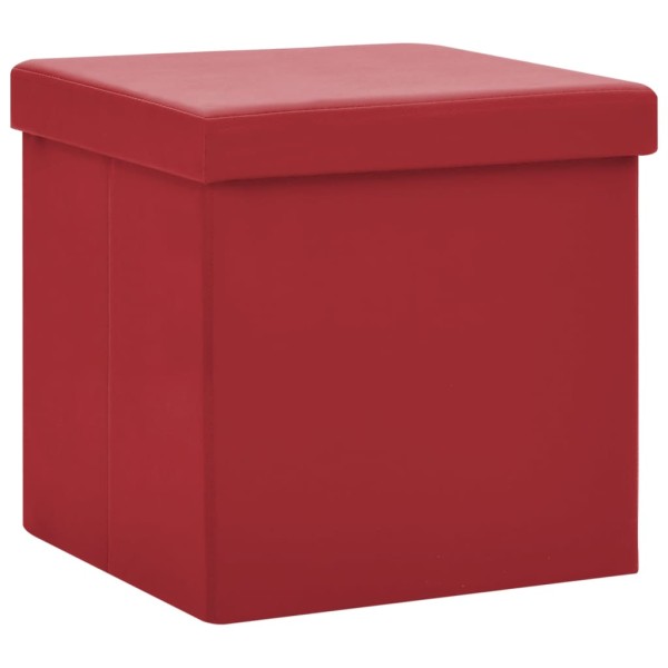 Taburete con almacenaje plegable rojo vino tinto PVC