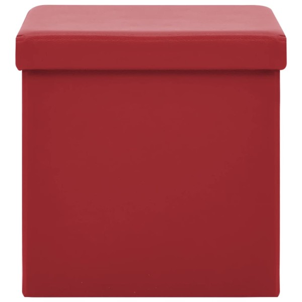 Taburete con almacenaje plegable rojo vino tinto PVC