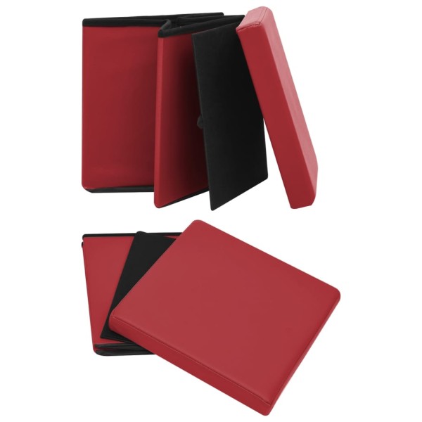 Taburete con almacenaje plegable rojo vino tinto PVC