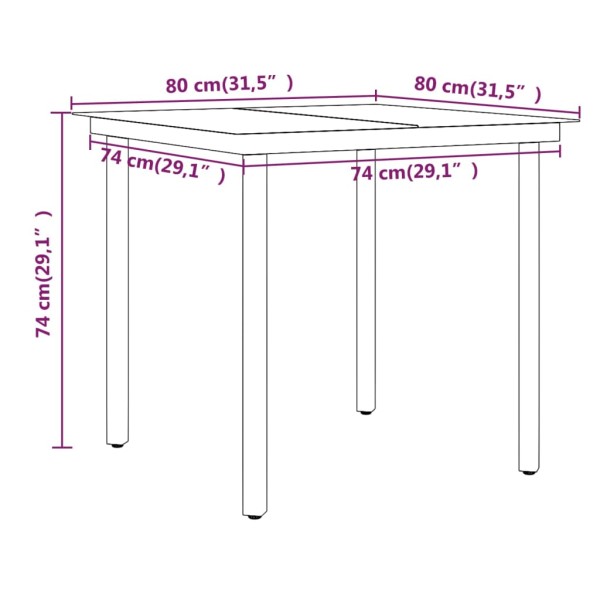 Juego de comedor de jardín 3 piezas con cojines marrón y negro