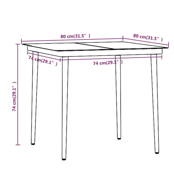 Juego de comedor de jardín 3 piezas con cojines beige y negro