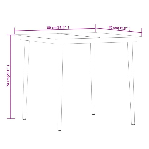 Juego de comedor de jardín 3 piezas gris y negro