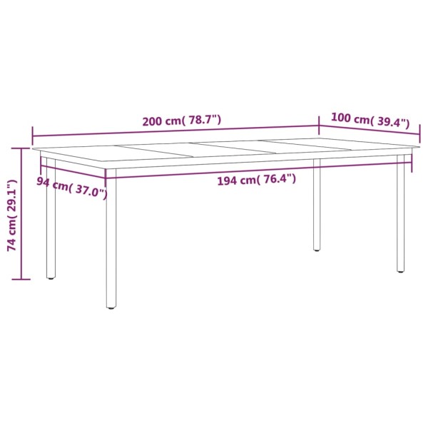 Juego de comedor de jardín 9 piezas negro