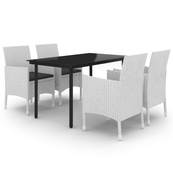 Set comedor de jardín 5 pzas y cojines ratán sintético y vidrio