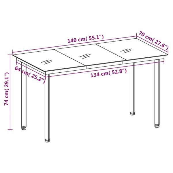 Set comedor de jardín 5 pzas y cojines ratán sintético y vidrio