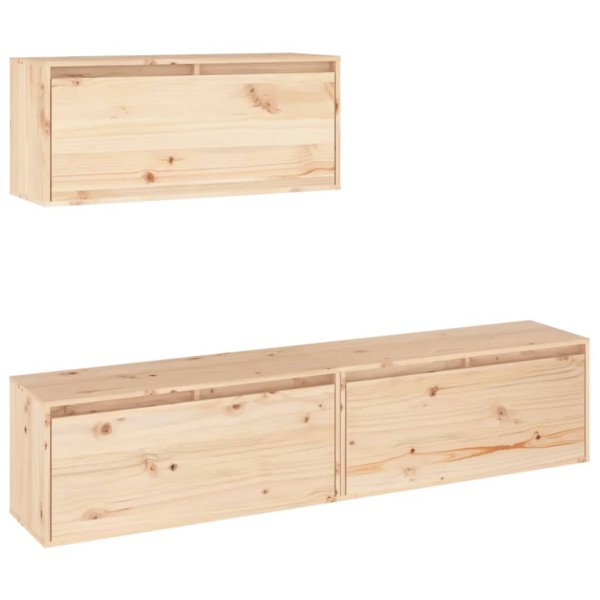 Muebles para TV 3 piezas madera maciza de pino