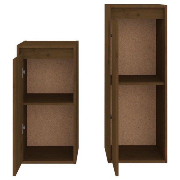 Muebles para TV 2 piezas madera maciza de pino marrón miel