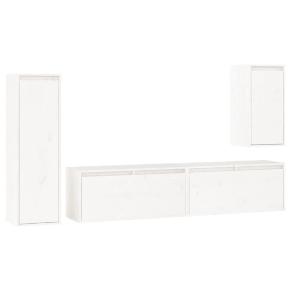 Muebles para TV 4 piezas madera maciza de pino blanco