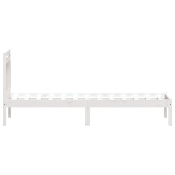 Estructura de cama individual madera maciza blanco 90x190 cm