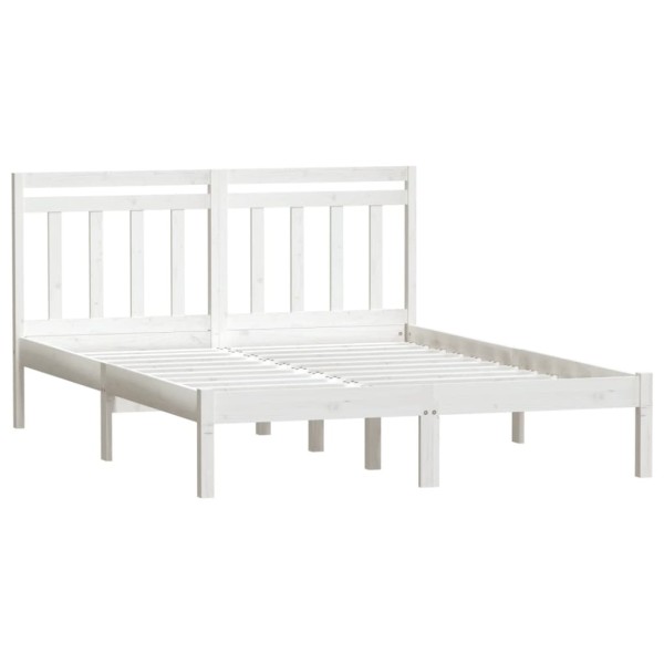 Estructura de cama doble de madera maciza blanca 120x190cm