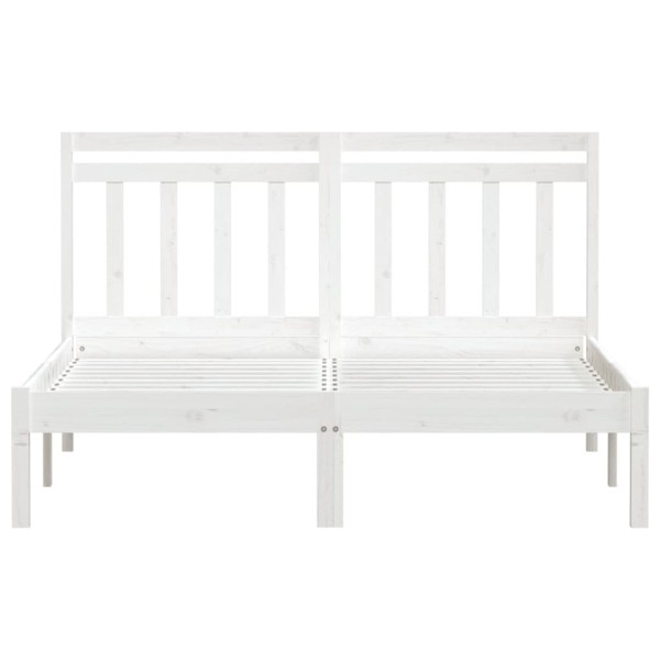 Estructura de cama doble de madera maciza blanca 120x190cm