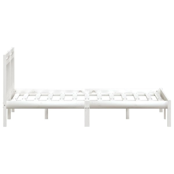 Estructura de cama doble de madera maciza blanca 120x190cm