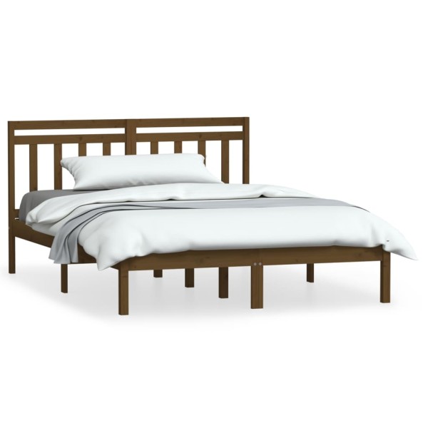 Estructura de cama madera maciza king marrón miel 150x200 cm