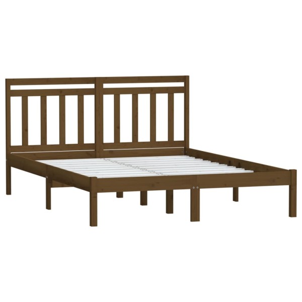 Estructura de cama madera maciza king marrón miel 150x200 cm