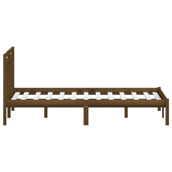 Estructura de cama madera maciza king marrón miel 150x200 cm