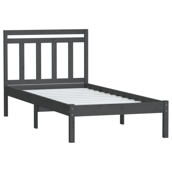 Estructura de cama madera maciza de pino gris 90x200 cm