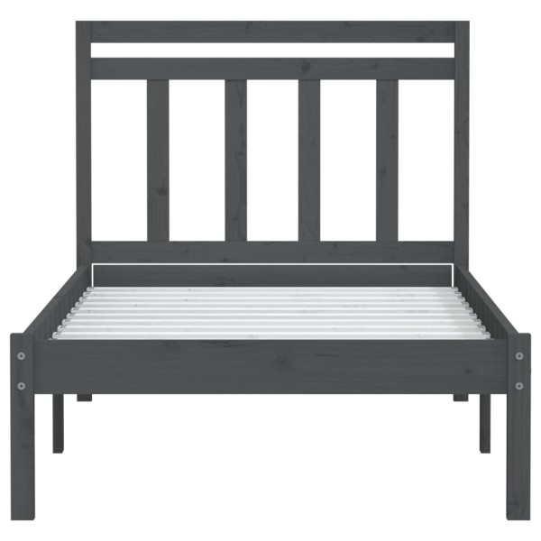 Estructura de cama madera maciza de pino gris 90x200 cm