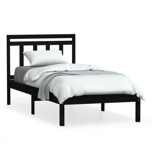 Estructura de cama madera maciza de pino negro 100x200 cm