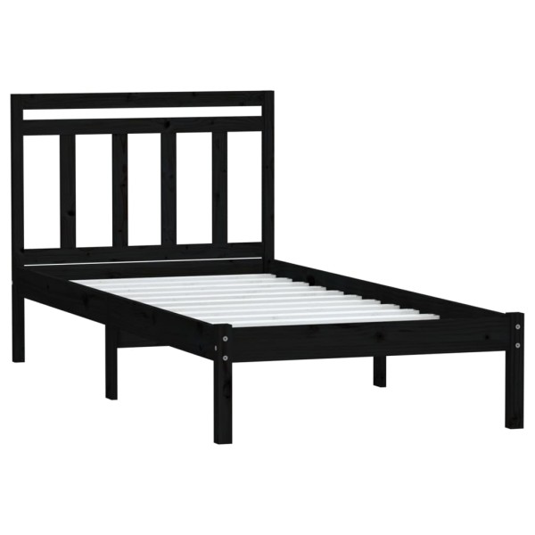 Estructura de cama madera maciza de pino negro 100x200 cm