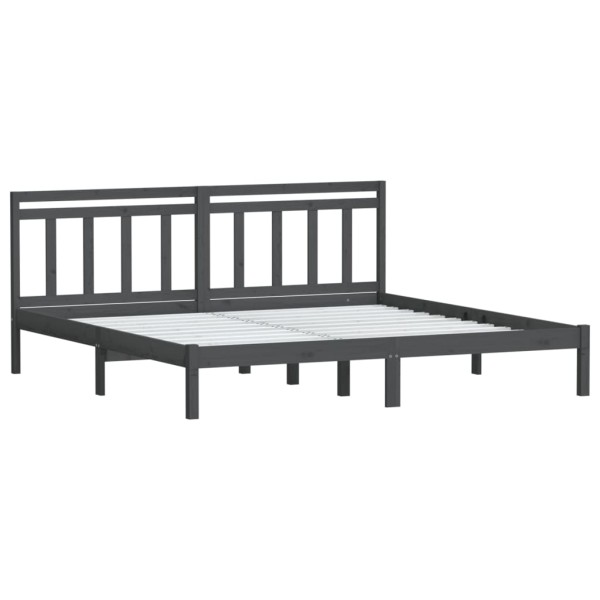 Estructura de cama de madera maciza de pino gris 200x200 cm