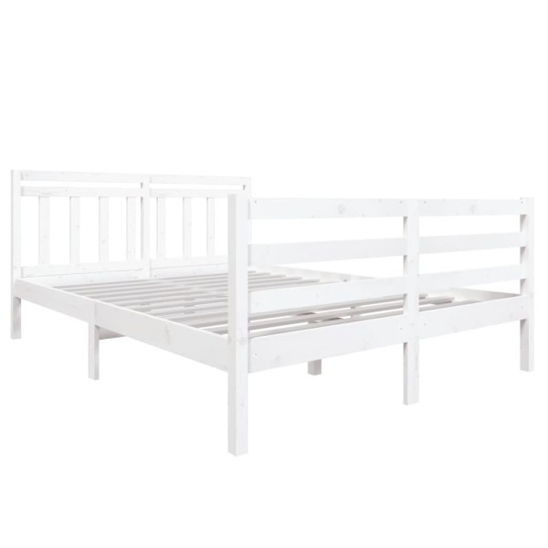 Estructura de cama doble de madera maciza blanco 135x190 cm