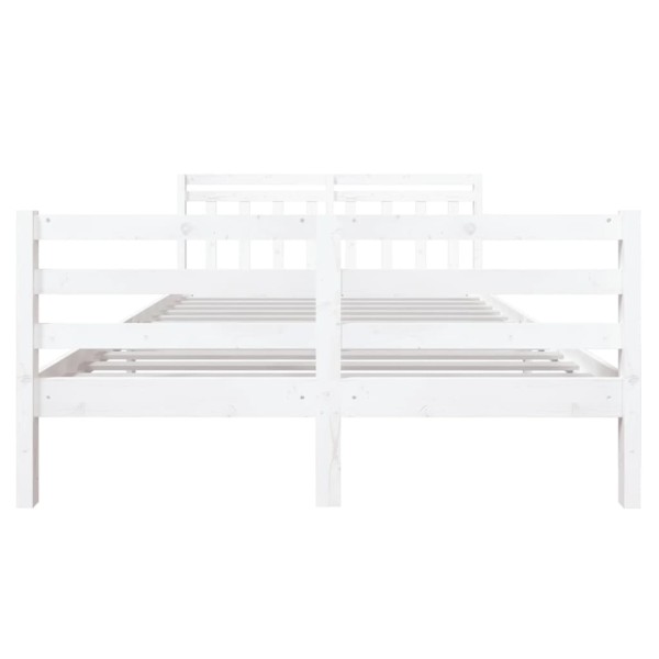 Estructura de cama doble de madera maciza blanco 135x190 cm