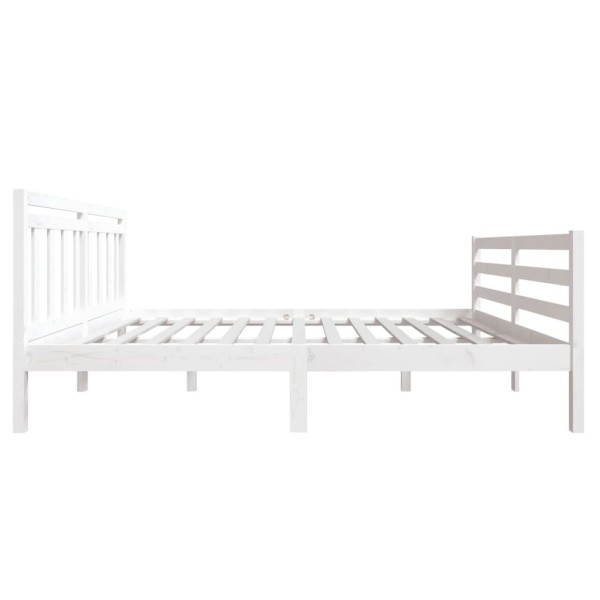 Estructura de cama doble de madera maciza blanco 135x190 cm