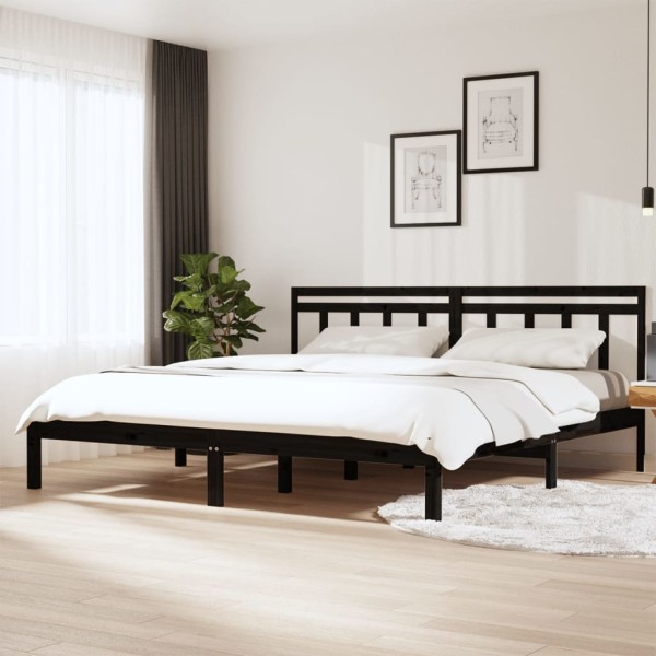 Estructura de cama de madera maciza de pino negro 200x200 cm