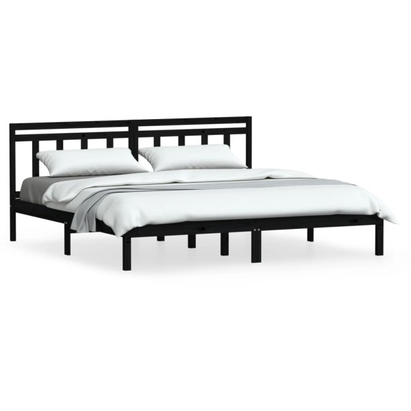 Estructura de cama de madera maciza de pino negro 200x200 cm