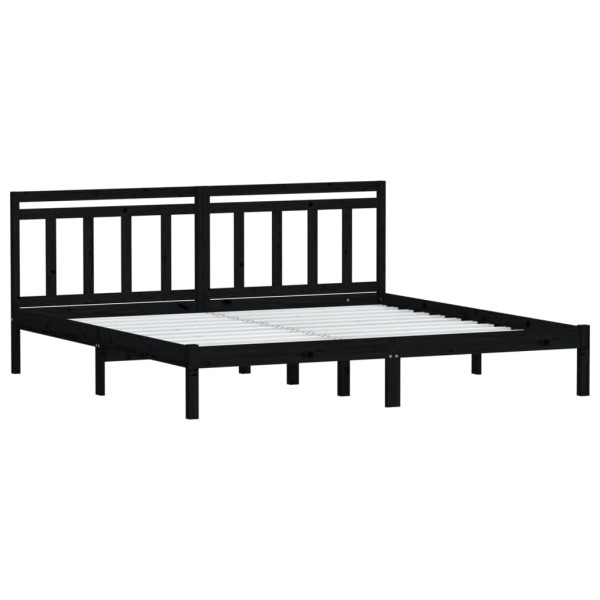 Estructura de cama de madera maciza de pino negro 200x200 cm