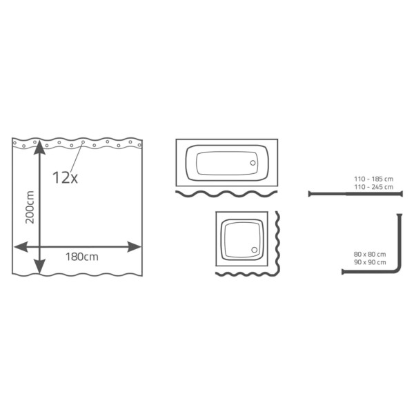 RIDDER Cortina de ducha Atlantis 180x200 cm